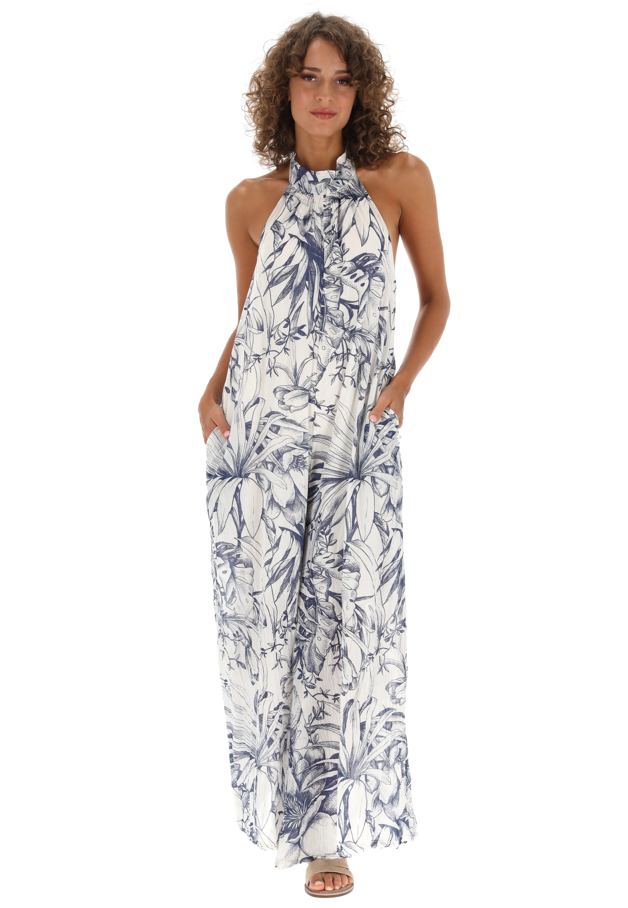 Tuta èks donna con scollo america fantasia floreale